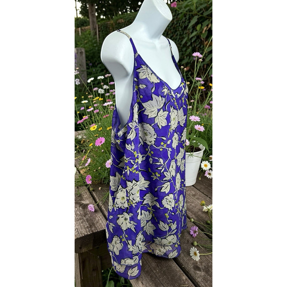 Cabi Purple Floral Sleeveless Blouse Sz XL Long Layered Top Adjustable Straps - Picture 3 of 6